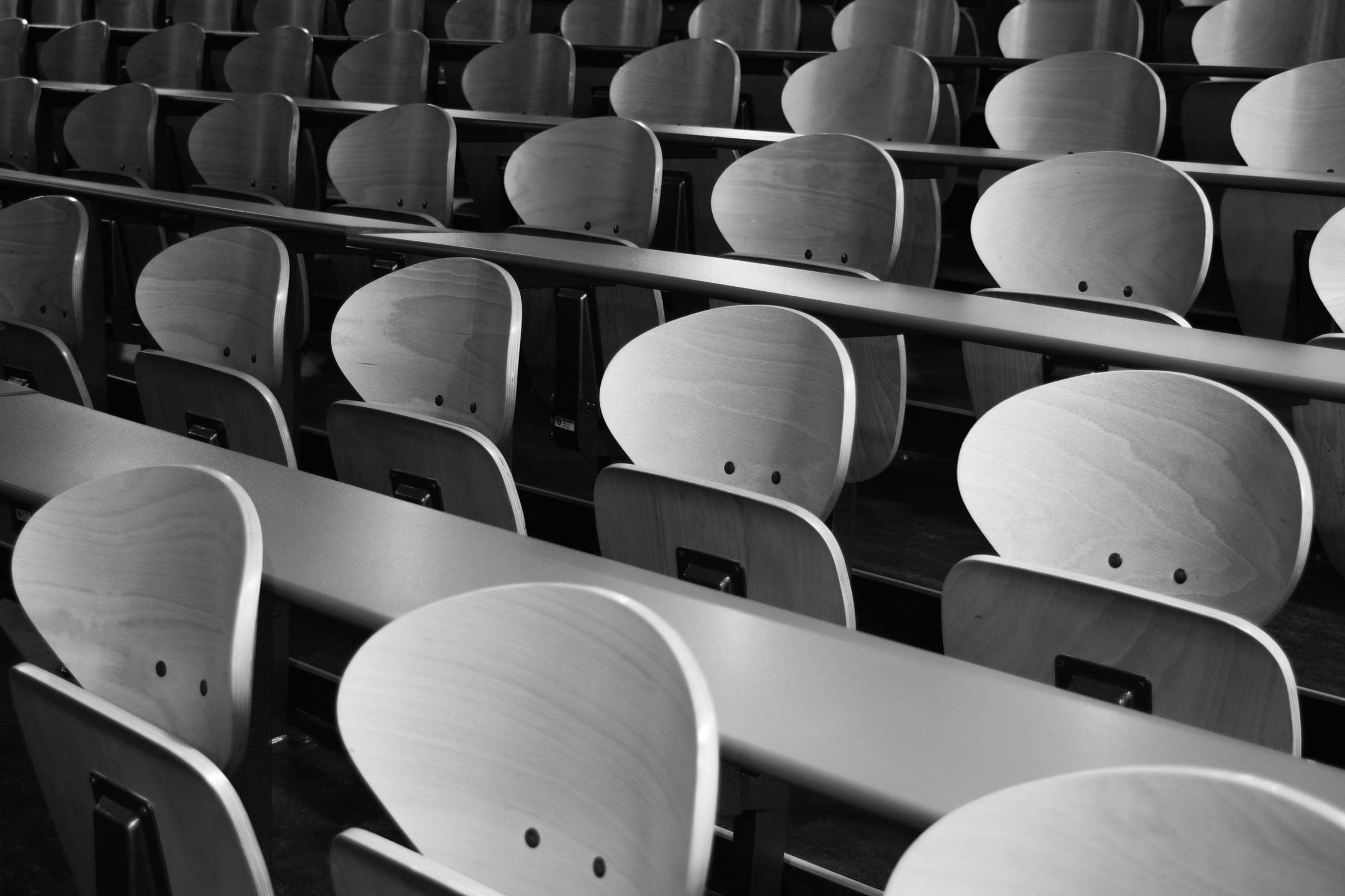 Rows of stadium seats